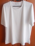 Bluzka biała krótki rękaw rozcięcia prążek 44 Interbel
