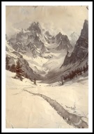 A2 PLAKAT RYSUNEK SZKIC VINTAGE RETRO GÓRY ŚNIEG PRZEŁĘCZ GÓRSKA