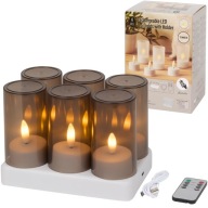 PODGRZEWACZE LED AKUMULATOROWE 6 SZT ŚWIECZKI NA PILOTA USB C CZARNE TIMER