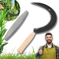 SIERP KOSA NÓZ RĘCZNY OGRODOWY OSTRY DO TRAWY CHWASTÓW GŁADKI OSEŁKA OWALNA