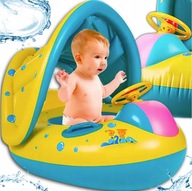 PONTON DMUCHANY Z DASZKIEM DLA DZIECI DO NAUKI PŁYWANIA 73CM X 65CM