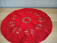 Serwetka serweta obrus czerwona szydełkowe rękodzieło misterne cacko śr39