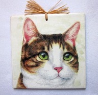 Robótkownia Obrazek kafelek 15x15 Kot koty Kocurek portret