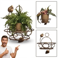 KWIETNIK NA ŚCIANĘ METALOWY LOFT CZARNY ZŁOTY STOJAK NA KWIATY 31CM