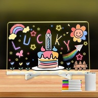 Tablica LED Akrylowa Zmazywalna + 7 PISAKÓW 30x20cm Podświetlana Memo