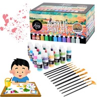 Zestaw farby akrylowe ARTIST 24 sztuk x 59 ml INTENSYWNE + 12 pędzli
