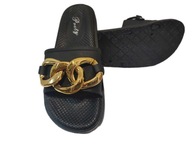 KLAPKI DAMSKIE Z ŁAŃCUCHEM CZARNE PRETY r. 39 nr 745A