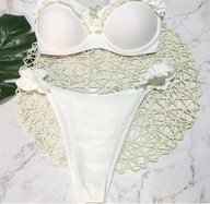 Strój kąpielowy biały czerwony push up seksowny 36 ideał