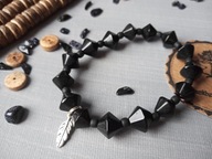 ROCK bransoletka czarna szkło i japońskie koraliki Toho BlackberriesArts