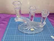 świecznik potrójny szklany kryształ ECHT BLEIKRISTALL GEPRESST 17/9,5/16,5