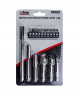 Adaptery do nasadek Silver S11222 HEX z zestawem bitów 16 elementów "A"