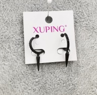 56037 Kolczyki czarna stal chirurgiczna kolce na kółku z cyrkoniami