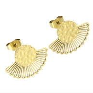 68972 Kolczyki złota stal chirurgiczna blaszka z wachlarzem