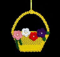 Zawieszka ozdoba na okno szydełkowa 19cm żółta (Z169)