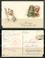 K21784)Karta gratulacyjna: Boze Narodzenie, Wytlaczana Kartka, wyslany 1917