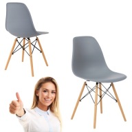 KRZESŁO SKANDYNAWSKIE SZARE DREWNIANE NOGI NOWOCZESNE DO JADALNI KUCHNI