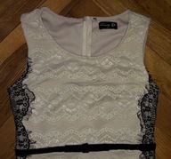 Piękna Koronkowa sukienka pudrowy róż beż Danity M