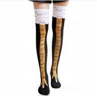 Skarpetki długie zakolanówki wzór 3D nogi kurczaka