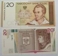 2x20 zł SŁOWACKI & DŁUGOSZ Ten sam nr. 0028872 UNC