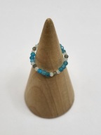 Pierścionek na gumce z kamieni Akwamaryn ,Apatyt ,Kwarc Dymny