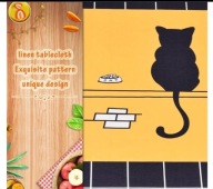 Obrus na stół Prostokątny Do dekoracji 140x180 cm Kolor Czarny Wzór Kot