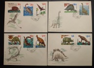 !! ZWIERZĘTA - POLSKA 1965 - 4 KOPERTY FDC DINOZAURY - STAN BDB !!