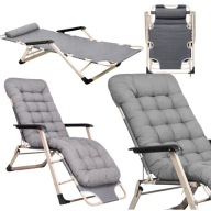 LEŻAK OGRODOWY PLAŻOWY TURYSTYCZNY ROZKŁADANY MOCNY SZARY METALOWY DO 120KG