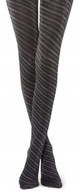 CALZEDONIA rajstopy czarne srebrne prążki S M