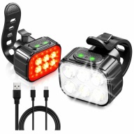 2x LAMPKA ROWEROWA NA ROWER USB PRZÓD TYŁ 500lm ZESTAW OŚWIETLENIE ŚWIATŁO