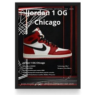 Plakat Jordan 1 OG "Chicago"/Court Side/ (Czarna/Biała Ramka)