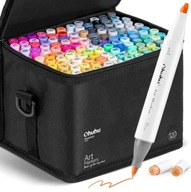 Ohuhu 120 kolorowych Flamastrów dwustronnych Markery Flamastry Mazaki