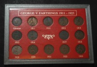 Wielka Brytania - 1 Farthing - Jerzy V - lata 1911-1923 komplet 14 monet