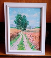 BIESZCZADY -POLNA DROGA-OBRAZ OLEJNY NA PŁÓTNIE-48X38