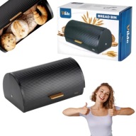 CHLEBAK METALOWY CZARNY JEDNOCZĘŚCIOWY POJEMNIK NA PIECZYWO CHLEB VILDE