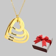 Naszyjnik cztery serca - grawer gratis - napis - prezent