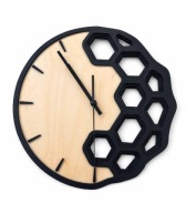 ZEGAR ŚCIENNY LOFT NOWOCZESNY 3D DREWNO CZARNY CICHY DUŻY DESIGN