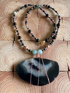 Naszyjnik handmade agat cięty plaster agatu