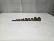 Stare odważniki mosiężne zestaw 10-200g z okresu Prl-u