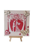 Kartki Pamiątka Ślub Para Młoda Pod Drzewkiem K4 Srebro – Czerwień