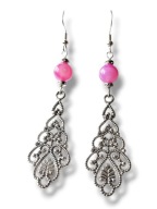 AG59 Kolczyki kamienie AGAT różowe długie