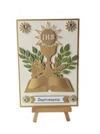 ZAPROSZENIA KOMUNIA KIELICH Z KSIĄŻKĄ UNIWERSALNE B6 ZŁOTO - ECRI