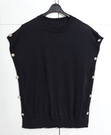 Sweter Kamizelka Z Guzikami Czarna Shein |R. M