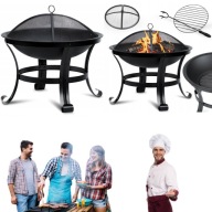 PALENISKO OGRODOWE 60cm Z UCHWYTAMI DUŻE SOLIDNE STALOWE OGNISKO GRILL