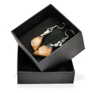 Kolczyki "kwarc różowy", pirografia, minerał, drewno, dla niej, prezent