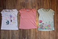 t-shirt dziewczęcy 128 komplet 3-pak piżamka