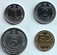 Ukraina 50 kopiejek 2023+1,2,5 Hrywien UAH 2023 rok prosto z rolki