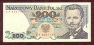 200 zł. 1986 r. s. EA UNC ostatnia seria rocznika - PIĘKNY !!!