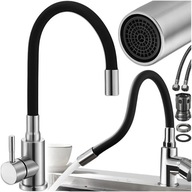 BATERIA KUCHENNA STOJĄCA ELASTYCZNA CZARNA ZLEWOZMYWAKOWA WYLEWKA GIĘTKA