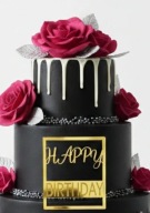 Topper akrylowy Happy Birthday na bok tortu złote lustro plexi dekoracja