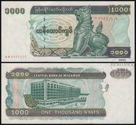 BNB - MJANMA 1000 Kyats 1998 AN # P77b # DUŻY, PAPIER BIAŁY # MYANMAR # UNC
